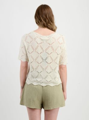 Imagen 2 del producto POLERA TEJIDA MANGA CORTA ELLISON BEIGE CLARO