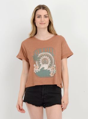 Imagen 1 del producto POLERA MANGA CORTA MOMENT CROP  CAFÉ CLARO / PASTEL