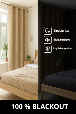 Imagen 2 del producto Pack 2 Cortina Blackout Lino 140x220cm Taupe