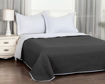 Cubrecama Quilt Reversible King 280x260cm Gris
