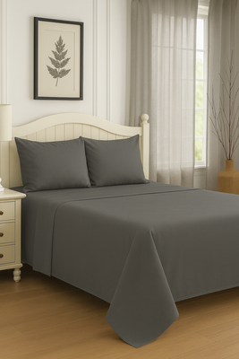 Set De Sábanas King Gris Oscuro