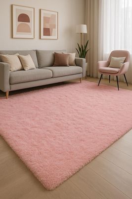Alfombra Peluda Shaggy Rosa 200x220 Clems