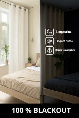 Imagen 2 del producto Cortina Blackout Lino 140x220cm Blanco