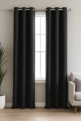 Pack 2 Cortina Blackout Lino 140x220cm Negro