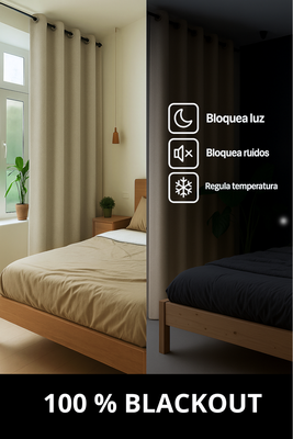 Imagen 2 del producto Cortina Blackout Lino 140x220cm Beige