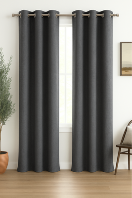 Pack 2 Cortina Blackout Lino 140x220cm Gris Oscuro