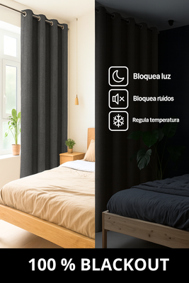 Imagen 2 del producto Pack 2 Cortina Blackout Lino 140x220cm Gris Oscuro