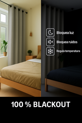 Imagen 2 del producto Cortina Blackout Lino 140x220cm Gris Claro
