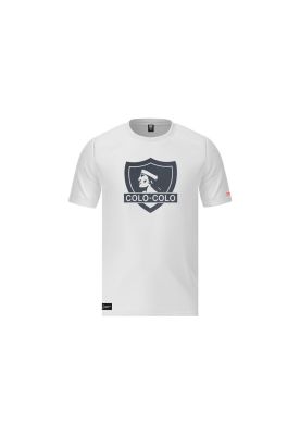 Polera Colo Colo Urbano Hombre Blanco Escudo Negro