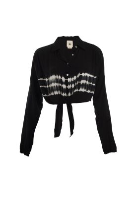 Blusa Crop Negra Blanca Amarre Cintura Reef