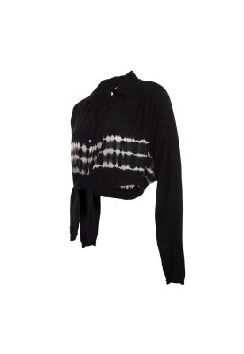 Imagen 2 del producto Blusa Crop Negra Blanca Amarre Cintura Reef