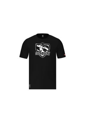 Polera Colo Colo Urbano Hombre Negro Escudo Gris Franjas