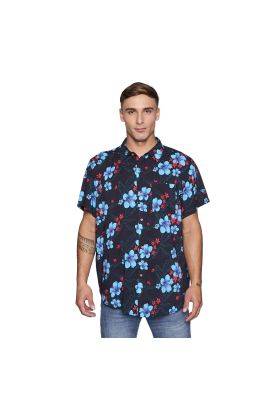 Camisa Reef Men Negra Floreada