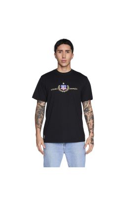 Polera Colo Colo Urbano Hombre Eterno Campeón Negro Escudo Verano