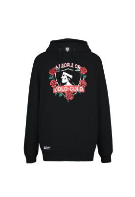 Polerón Colo Colo Urbano Hoodie Negro Rosas Amor Eterno