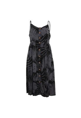 Vestido Women Leaves Black Grey