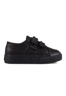 Zapatilla 2730 Kids Straps Lame Total Black Shine Superga