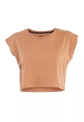 Polera Kids Crop Top Orange Pink Palm California