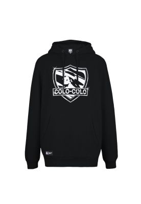Polerón Colo Colo Urbano Hoodie Negro Escudo Franjas