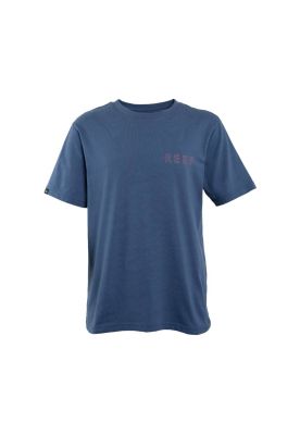 Polera Manga corta Azul Estampado Palmeras