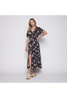 Vestido Reef Women Black Buttons