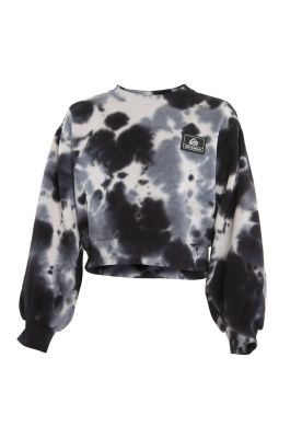 Poleron Girls Crop Black Grey White