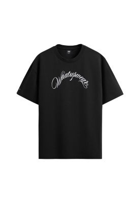 Polera Whatup Hombre Black Handwritten White