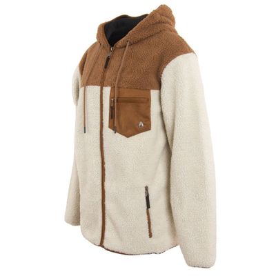 Imagen 2 del producto Poleron Men Sherpa Full Zipper Beige Brown