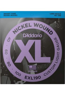 Cuerdas para bajo D'addario EXL190 Custom Light 40-100 Long