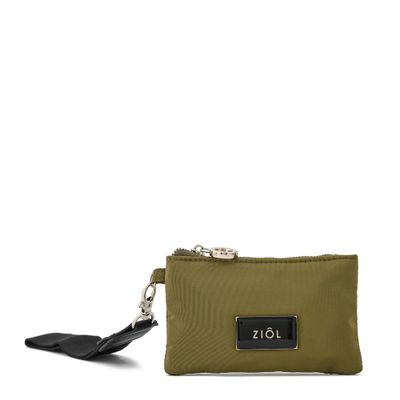 Monedero cierre exterior pequeña luna verde oliva