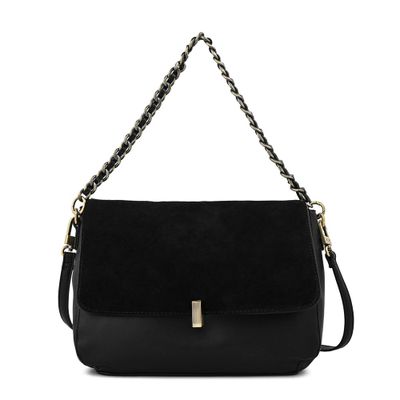 Cartera bandolera con tapa mediana doris negro especial