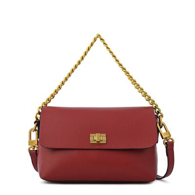 Cartera bandolera con tapa pequeña dorotea rojo oscuro