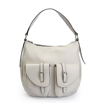 Bolso oval grande bertha blanco crudo