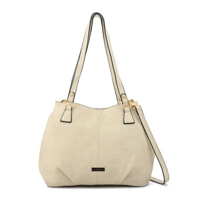 Cartera tote tres divisiones grande zahara blanco crudo