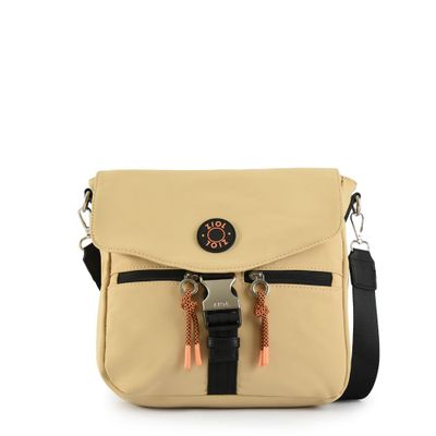 Cartera bandolera con tapa mediana elvas beige oscuro