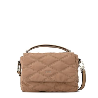 Cartera bandolera con tapa pequeña elvira beige oscuro