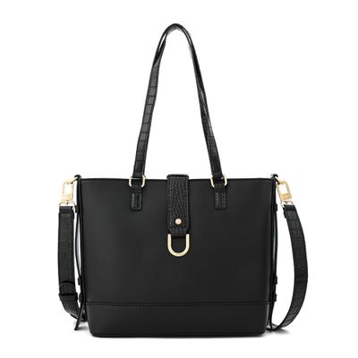 Cartera tote tres divisiones mediana federica negro