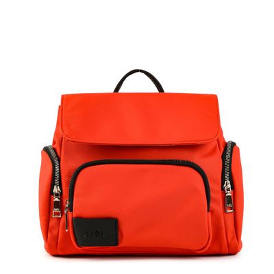 Mochila con tapa mediana maciel rojo tomate