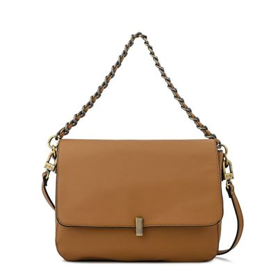 Cartera bandolera con tapa mediana doris beige