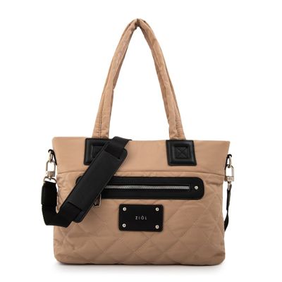 Cartera tote porta notebook adela mediana beige oscuro