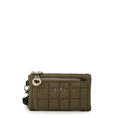 Monedero bolsillo frontal pequeña nacha verde oliva