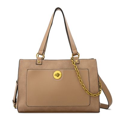 Cartera tote porta notebook grande nina beige