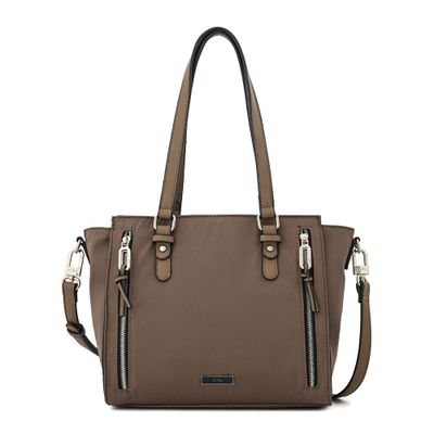Cartera tote tres divisiones grande penny taupe oscuro