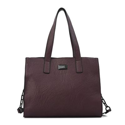 Cartera tote tres divisiones mediana nicki café oscuro