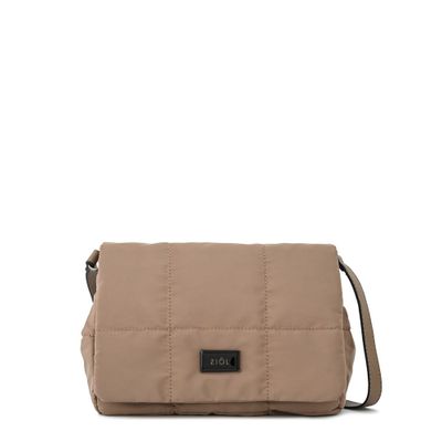 Imagen 1 del producto Cartera bandolera con tapa mediana tanya taupe