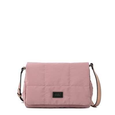 Cartera bandolera con tapa mediana tanya rosa viejo