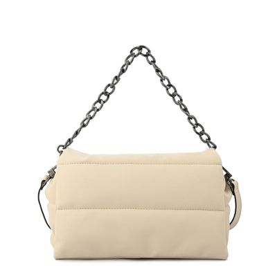 Cartera bandolera con tapa mediana silvi blanco crudo