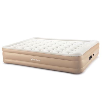 Colchón Cama Inflable Eléctrico Queen BossCamp 2 plazas Vinilo de alta resistencia Beige