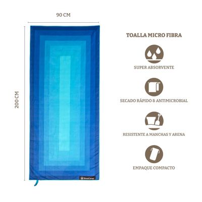 Imagen 2 del producto Toalla Playa Microfibra Grande XL Oceano Bosscamp (90 x 200)