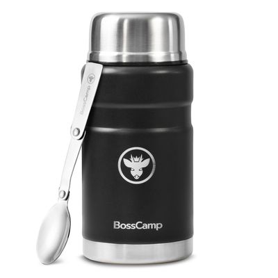 Imagen 2 del producto Termo Comida BossCamp 750 ml Negro Acero Inox Bolso Cuchara